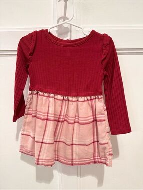 Carter’s Girls Long Sleeve with Pink Plaid Skirt One Piece